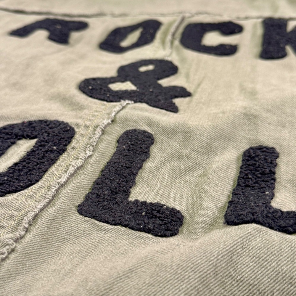 Elan Rock &‎ Roll Green Grey Cotton Shacket Distressed Embroidered Button Up M - Picture 5 of 8